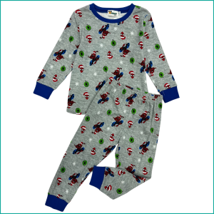 Santa Spider Boys Cotton full sleeves Pajama Set - Blue Gray