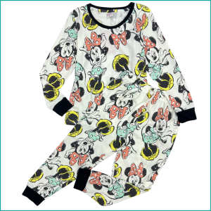 Lovely Mickey Girls Cotton full sleeves Pajama Set - White