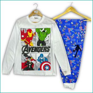 Avengers Men's full sleeves pajama set - White