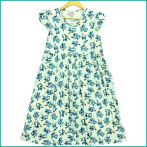 Stitch Flower Ladies Dress Japanese - Sea Green