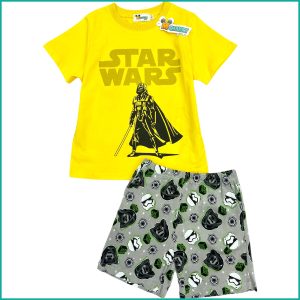 Star Wars Boys Cotton Shorts Set - Yellow Grey