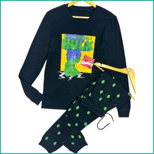 Hulk Marvel Comic Men's Cotton Pajama Set - Black