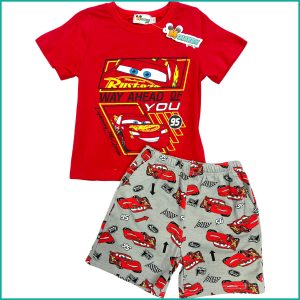 Cars 95 Boys Cotton Shorts Set - Red Grey