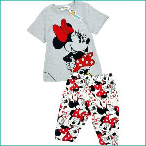 Minnie Cute Girls Cotton Shorts Set - Grey White