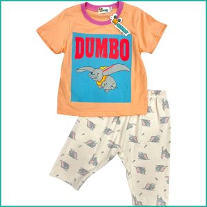 Dumbo Fly Girls Cotton Shorts Set - Brown