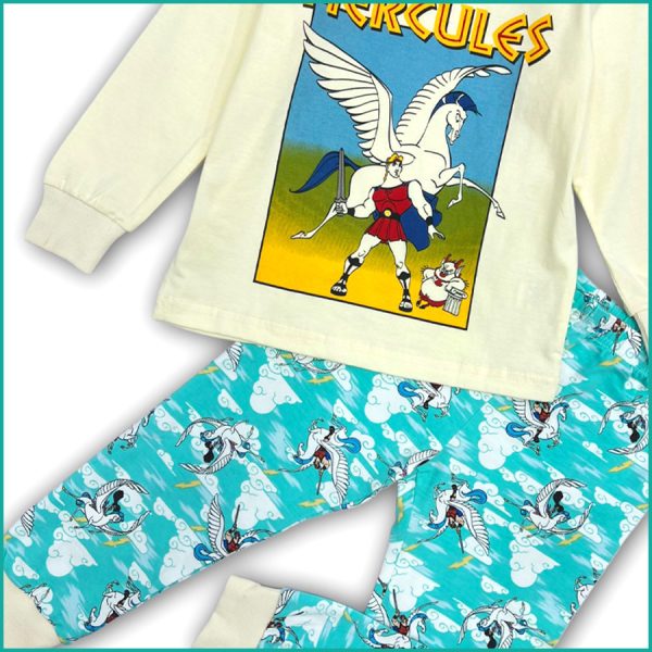 Disney Hercules Kids Cotton Pajama Set - White Blue - Image 3