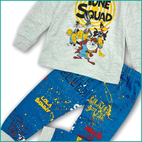 Tune Squad Boys Cotton Pajama Set - Grey Blue - Image 3