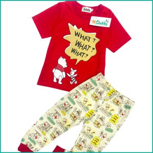 Winnie Girls Cotton Pajama Set - Red Cream