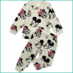 Happy Minnie Mouse Girls Winter Pajama Set - Grey