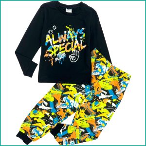 Always Special Boys Cotton Pajama Set - Black
