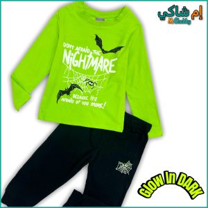 Nightmare Boys Cotton Pajama Set Glow in Dark - Green