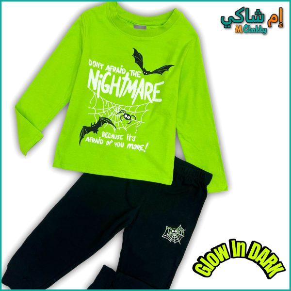 Nightmare Boys Cotton Pajama Set Glow in Dark - Green