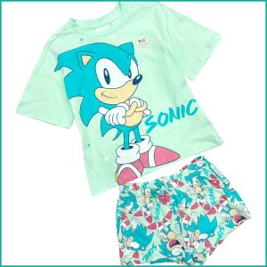 Sonic Girls Cotton Shorts Set - Green