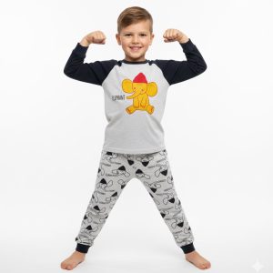Elephanto Full Sleeves Cotton Pajama set - Gray