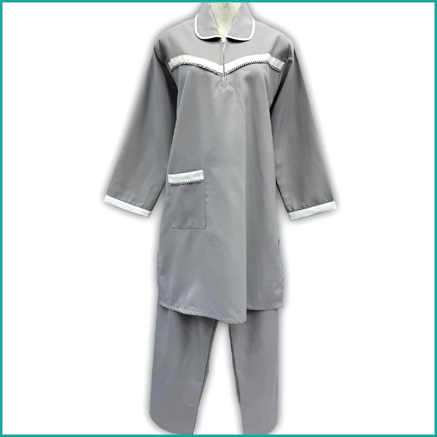 Maids kreb Jumbo Punjabi Full Sleeve Uniform يونيفورم كريب - Blue Gray Purple - Image 2