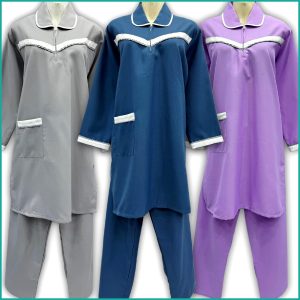 Maids kreb Jumbo Punjabi Full Sleeve Uniform يونيفورم كريب - Blue Gray Purple
