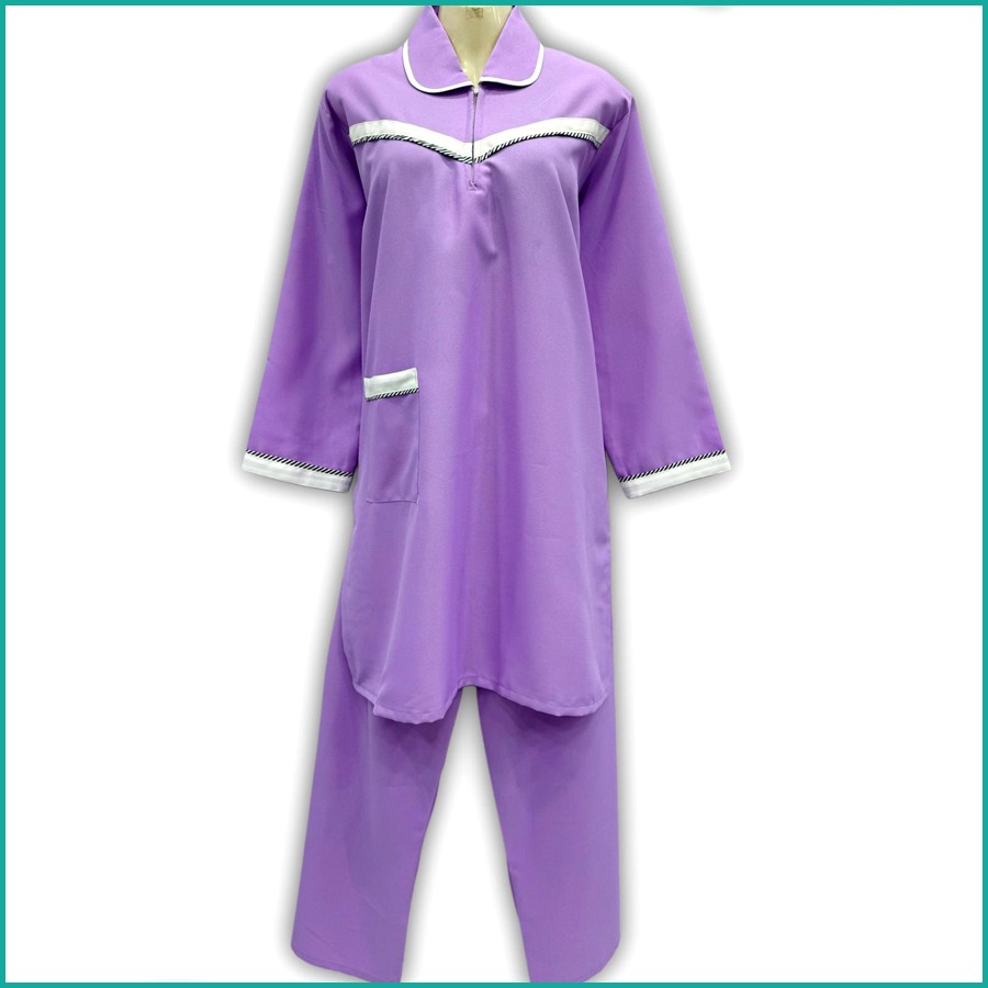 Maids kreb Jumbo Punjabi Full Sleeve Uniform يونيفورم كريب - Blue Gray Purple - Image 3