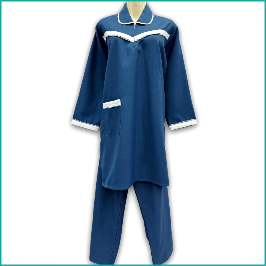 Maids kreb Jumbo Punjabi Full Sleeve Uniform يونيفورم كريب - Blue Gray Purple - Image 4