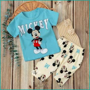 Mickey Boys Shorts Set - Blue Cream