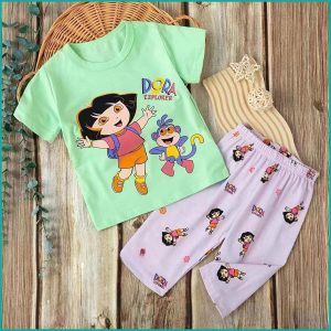 Dora The Explorer Girls Shorts Set - Green Purple