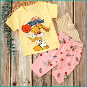 Tune Squad Girls Shorts Set - Yellow Pink