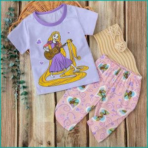 Music Princess Girls Shorts Set - Purple