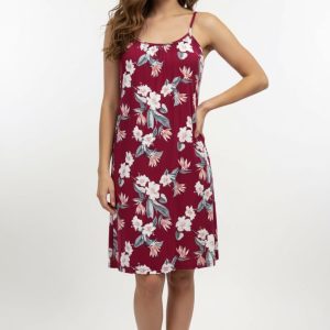 Tiny Floral Ladies Halfer Linen Cotton - Red