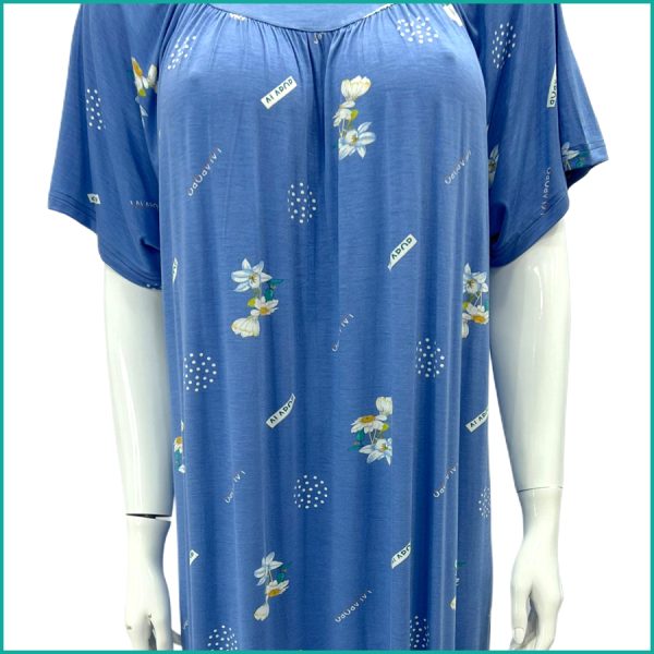 Cute Flowers Ladies Dress - Blue - Image 2