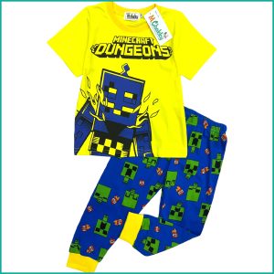 Minecraft Boys Half Sleeves Pajama Set - Yellow