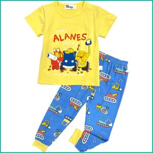 Trucks Boys Cotton Pajama Set - Yellow Blue