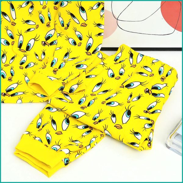 Tweety Ladies Full Sleeves Pajama Set - Yellow - Image 3