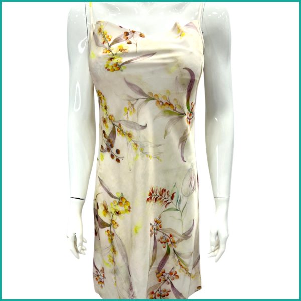 Design Floral Ladies Satan Silk Halfer - Cream - Image 2