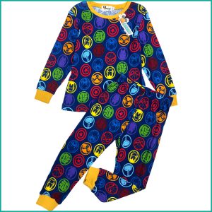 Superhero Boys Cotton Full Sleeves Pajama Set - Blue