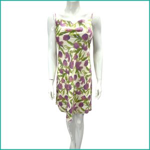 Purple Tulips Ladies Satan Silk Halfer - Cream