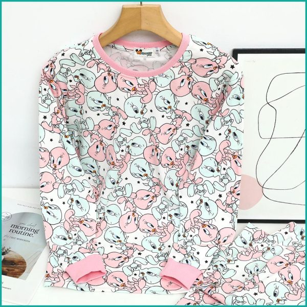 Tweety Ladies Full Sleeves Pajama Set - White - Image 2