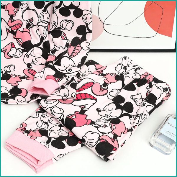Chill Mickey Ladies Full Sleeves Pajama Set - Pink - Image 3
