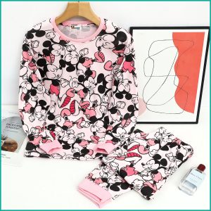 Chill Mickey Ladies Full Sleeves Pajama Set - Pink