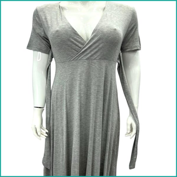 Plain Knot Ladies Dress - Dark Grey - Image 2