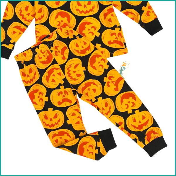 Halloween Boys Cotton Full Sleeves Pajama Set - Black - Image 3