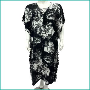 Floral Design Ladies Dress - Black