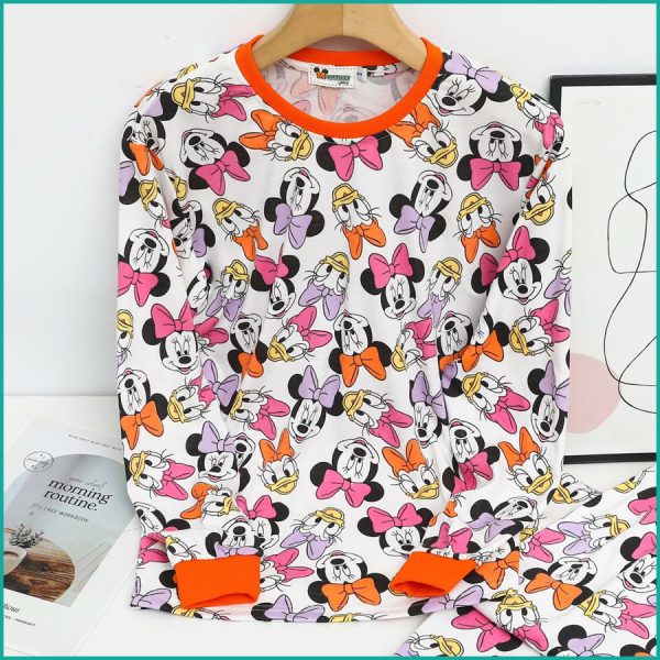 Minnie Daisy Ladies Full Sleeves Pajama Set - White - Image 2