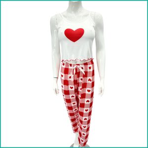 Love Heart Ladies Pajama Halfer - White