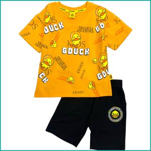 Duck Boys Shorts Set - Yellow Black