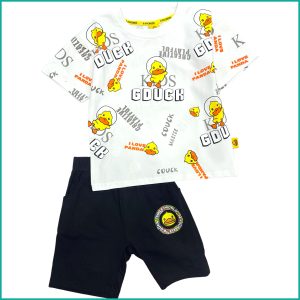 Duck Boys Shorts Set - White Black