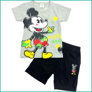 Mickey Sketch Boys Shorts Set - Grey Black