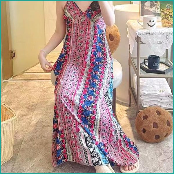 Linear Design Ladies Cotton Halfer - Pink Blue - Image 2