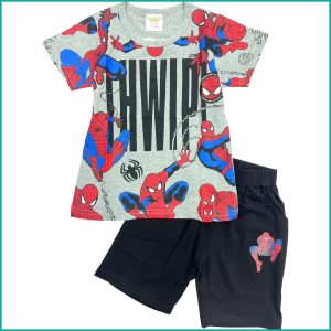 Fly Spiderman Boys Shorts Set - Grey Black