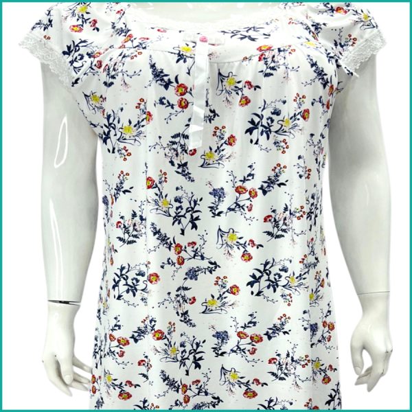 Colorful Flowers Ladies Dress - White - Image 2