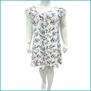 Colorful Flowers Ladies Dress - White