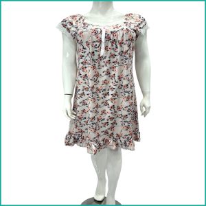 Colorful Flowers Ladies Dress - Cream